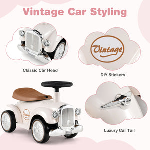 Kids Sit to Stand Vehicle with Working Steering Wheel and Under Seat Storage-White view 9
