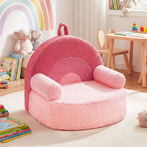 Kids Sofa Toddler Foam Couch with Soft Fleece Fabric Cover-Pink view 3