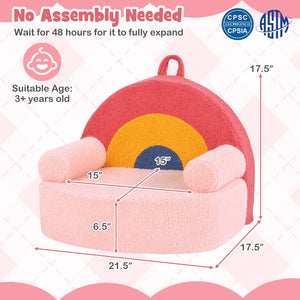 Kids Sofa Toddler Foam Couch with Soft Fleece Fabric Cover-Red view 4