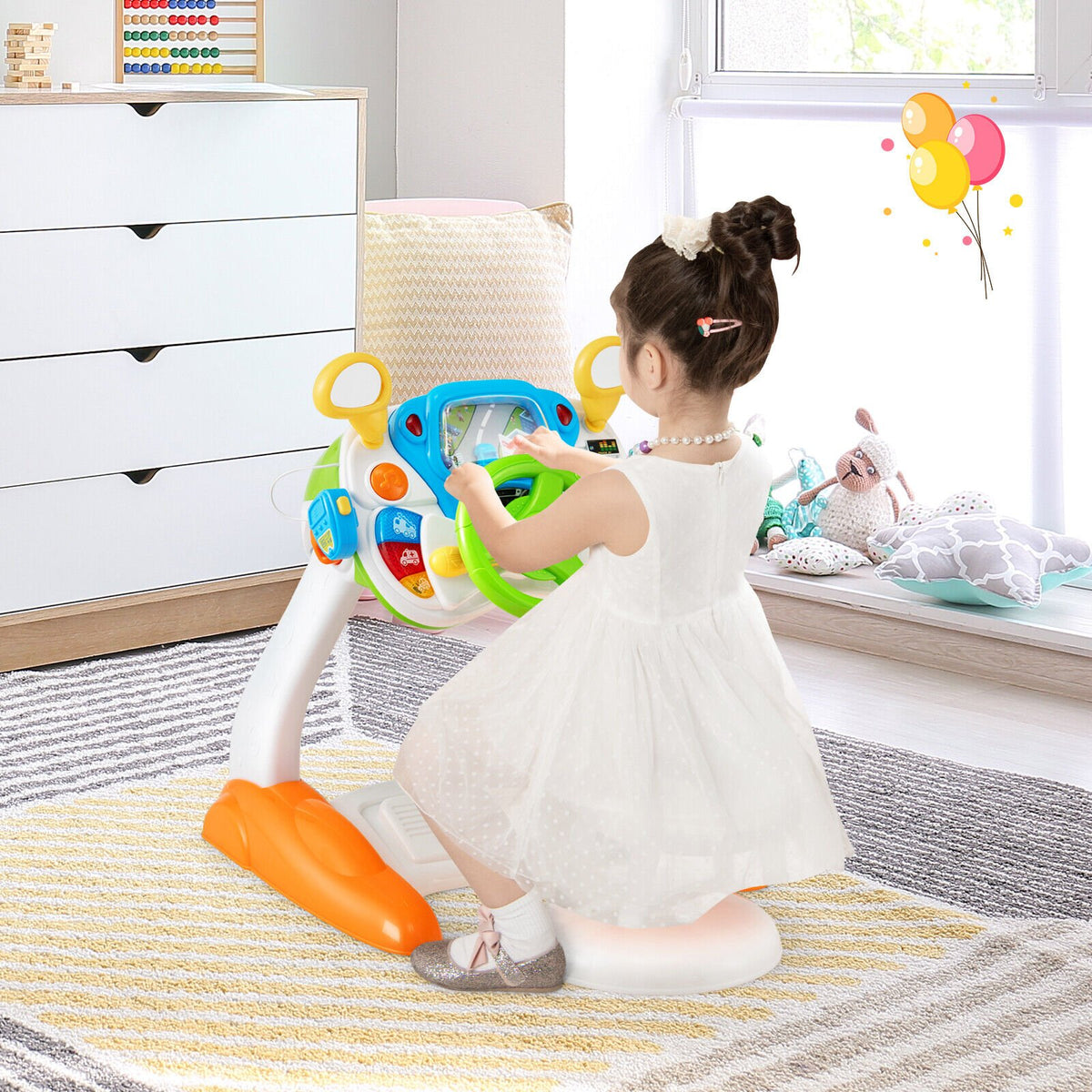 Kids Steering Wheel Pretend Play Toy Set with Lights and Sounds view 2