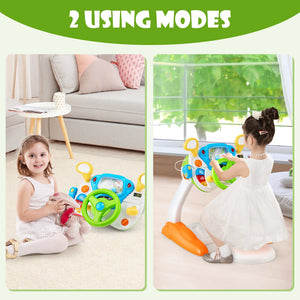 Kids Steering Wheel Pretend Play Toy Set with Lights and Sounds view 3