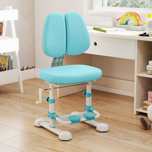 Kids Study Chair with Adjustable Double Backrest and Footrest-Blue view 2