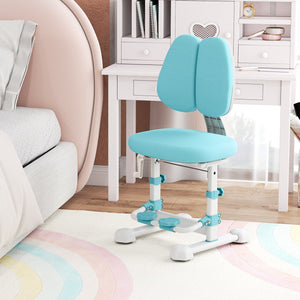 Kids Study Chair with Adjustable Double Backrest and Footrest-Blue view 3