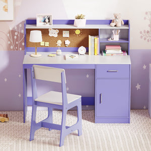 Kids Study Desk and Chair Set Student Table and Chair-Purple view 2