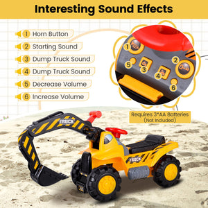 Ride on Push Car Bulldozer Digger Toy with Safety Helmet and Working Shovel view 6