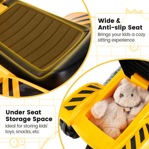 Ride on Push Car Bulldozer Digger Toy with Safety Helmet and Working Shovel view 8