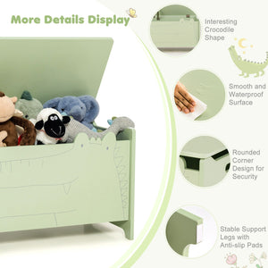 Wooden Kids Toy Box with Safety Hinge-Green view 9