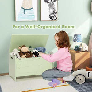 Wooden Kids Toy Box with Safety Hinge-Green view 5