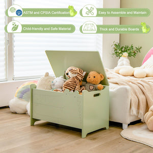 Wooden Kids Toy Box with Safety Hinge-Green view 7