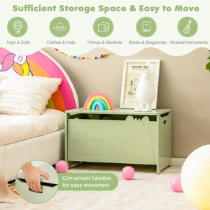 Wooden Kids Toy Box with Safety Hinge-Green view 3