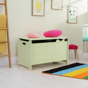 Wooden Kids Toy Box with Safety Hinge-Green view 2