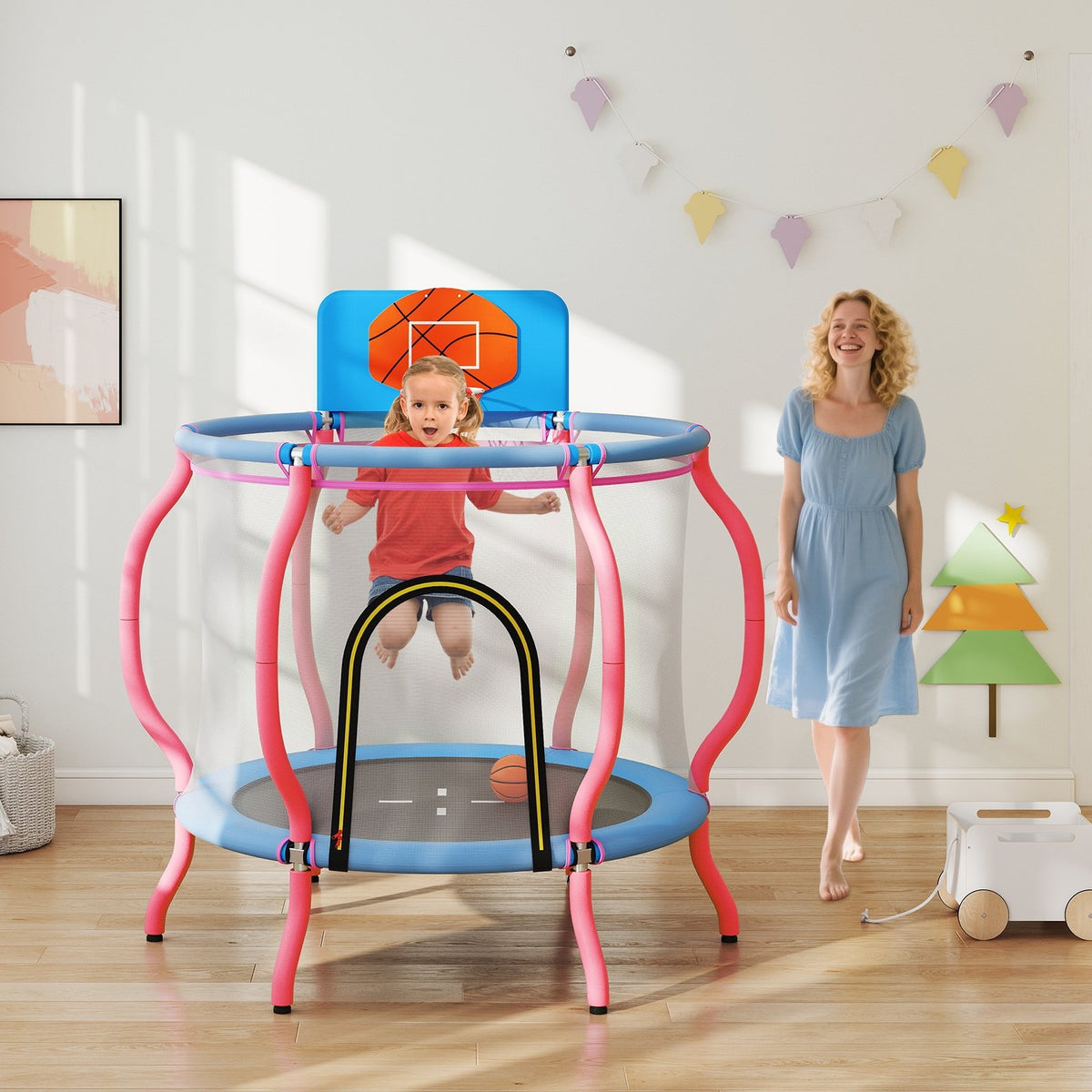 Kids Trampoline Indoor & Outdoor Pumpkin Trampoline-Pink view 2