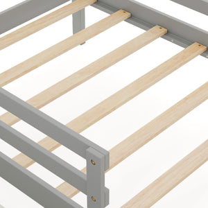Kids Twin Size Bed with 2 Drawers Solid Wood Bed with Blackboard-Gray view 6