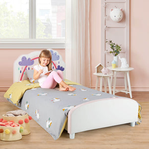 Kids Twin Size Upholstered Platform Wooden Bed with Rainbow Pattern view 6