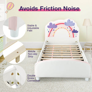 Kids Twin Size Upholstered Platform Wooden Bed with Rainbow Pattern view 9