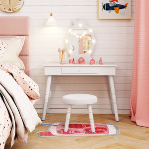Kids Vanity Set with Lighted Mirror with Adjustable Brightness and Large Drawer-White view 3