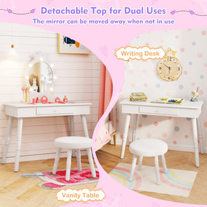 Kids Vanity Set with Lighted Mirror with Adjustable Brightness and Large Drawer-White view 7