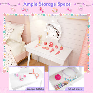 Kids Vanity Set with Lighted Mirror with Adjustable Brightness and Large Drawer-White view 8