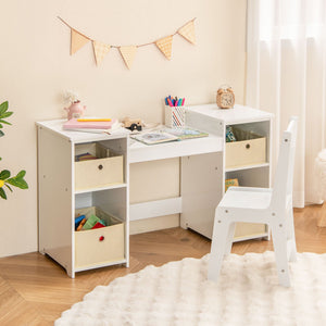 Kids Vanity Table and Chair Set with Removable Mirrors and 4 Storage Bins-White view 4