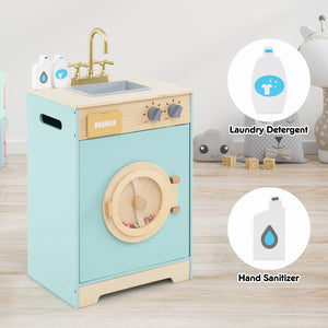 Kids Washer Playset Toy Washing Machine with Laundry Detergent-Blue view 9