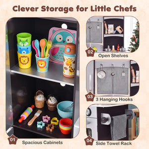 Kids Wooden Modern Kitchen Cooking Pretend Play Set view 7