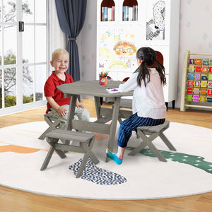 Kids Wooden Table Set for Children Aged 3+ Years-Gray view 3
