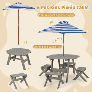 Kids Wooden Table Set for Children Aged 3+ Years-Gray view 9
