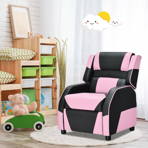 Kids Youth PU Leather Gaming Sofa Recliner with Headrest and Footrest-Pink view 8