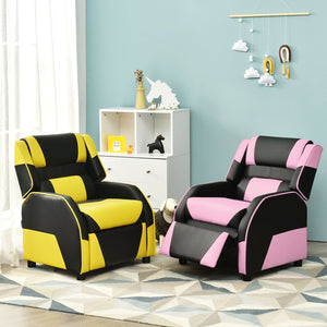 Kids Youth PU Leather Gaming Sofa Recliner with Headrest and Footrest-Pink view 9