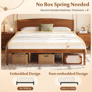 King Size Wooden Platform Bed Frame with Curved Headboard-Walnut view 8