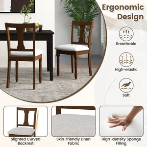Set of 2 Kitchen Dining Chair with Linen Fabric and Storage Space-Brown view 6