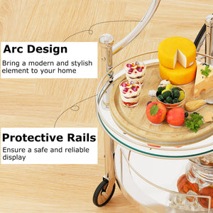 Kitchen Rolling Bar Cart with Tempered Glass Suitable for Restaurant and Hotel view 6