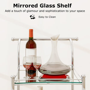 Kitchen Rolling Bar Cart with Tempered Glass Suitable for Restaurant and Hotel view 7
