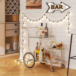 Kitchen Rolling Bar Cart with Tempered Glass Suitable for Restaurant and Hotel view 9