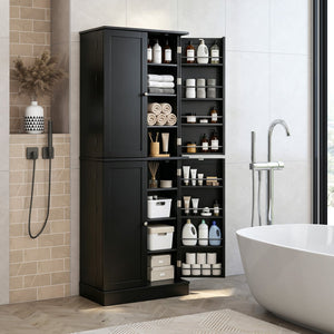 Kitchen Pantry Cabinet 65.5 Inch Freestanding Tall Buffet Cupboard-Black view 3