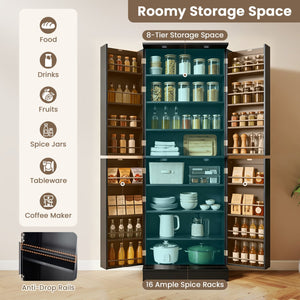 Kitchen Pantry Cabinet 65.5 Inch Freestanding Tall Buffet Cupboard-Black view 7