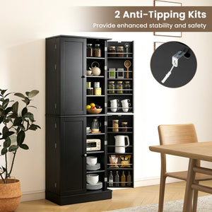 Kitchen Pantry Cabinet 65.5 Inch Freestanding Tall Buffet Cupboard-Black view 9
