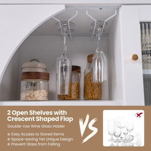 Kitchen Sideboard with Glasses Holder for Living Room Dining Room-White view 9