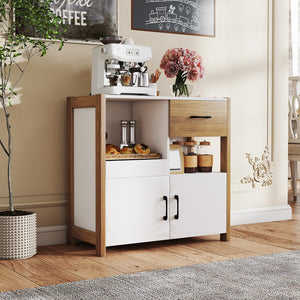 Kitchen Storage Cabinet with Drawer Pull-Out Shelf and 2 Doors-White view 3
