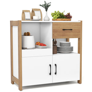 Kitchen Storage Cabinet with Drawer Pull-Out Shelf and 2 Doors-White view 4