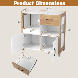 Kitchen Storage Cabinet with Drawer Pull-Out Shelf and 2 Doors-White view 5