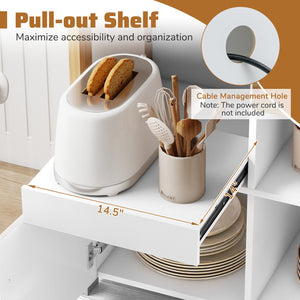 Kitchen Storage Cabinet with Drawer Pull-Out Shelf and 2 Doors-White view 6