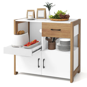 Kitchen Storage Cabinet with Drawer Pull-Out Shelf and 2 Doors-White view 8