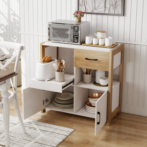 Kitchen Storage Cabinet with Drawer Pull-Out Shelf and 2 Doors-White view 9