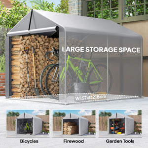 7' x 5' Portable Shed, Waterproof Bike Tent with Roll-up Zipper Door and Galvanized Metal Frame for Bike