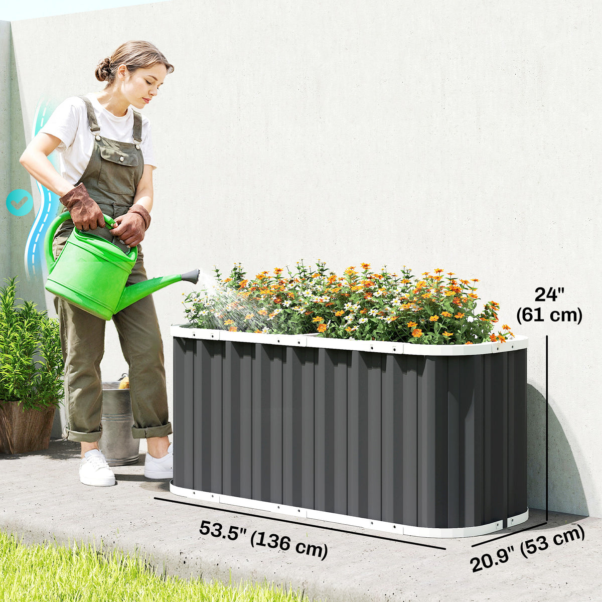 Galvanized Raised Garden Bed, Deep Root Planter Box, Outdoor Garden Bed with Plant Labels, 5' x 2' x 2' – view 2