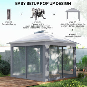 11' x 11' Pop Up Gazebo, Double Roof Foldable Height Adjustable Canopy Tent with Mesh Sidewalls – view 18