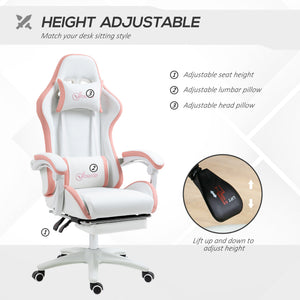 Computer Gaming Chair, PU Leather Office Desk Chair with Footrest, Swivel Wheels, 135° Reclining Back, Black – view 10