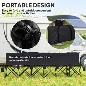 6 Seat Folding Camping Chair with Cup Holder and Carrying Case for Camping, Picnic, Sport Events, Black – view 3