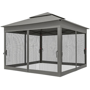 11' x 11' Pop Up Canopy 2-Tier Soft Top Shelter Event Tent w/ Netting Carry Bag for Patio Backyard Garden